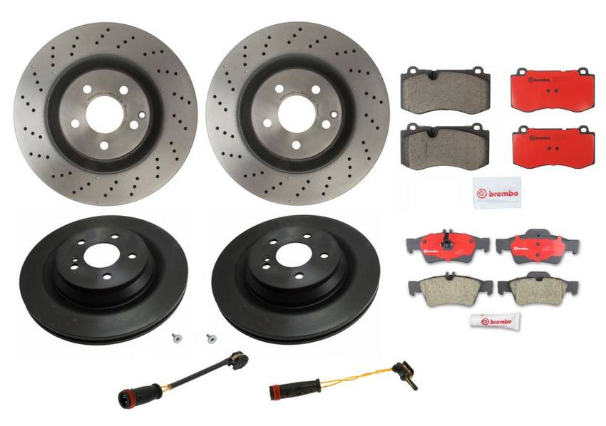 Mercedes Brakes Kit - Pads & Rotors Front and Rear (350mm/320mm) (Ceramic) 221423101207 - Brembo 1635914KIT